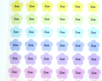 CLEAR PEARL PASTEL Name Sticker (Small / Medium / Flower)