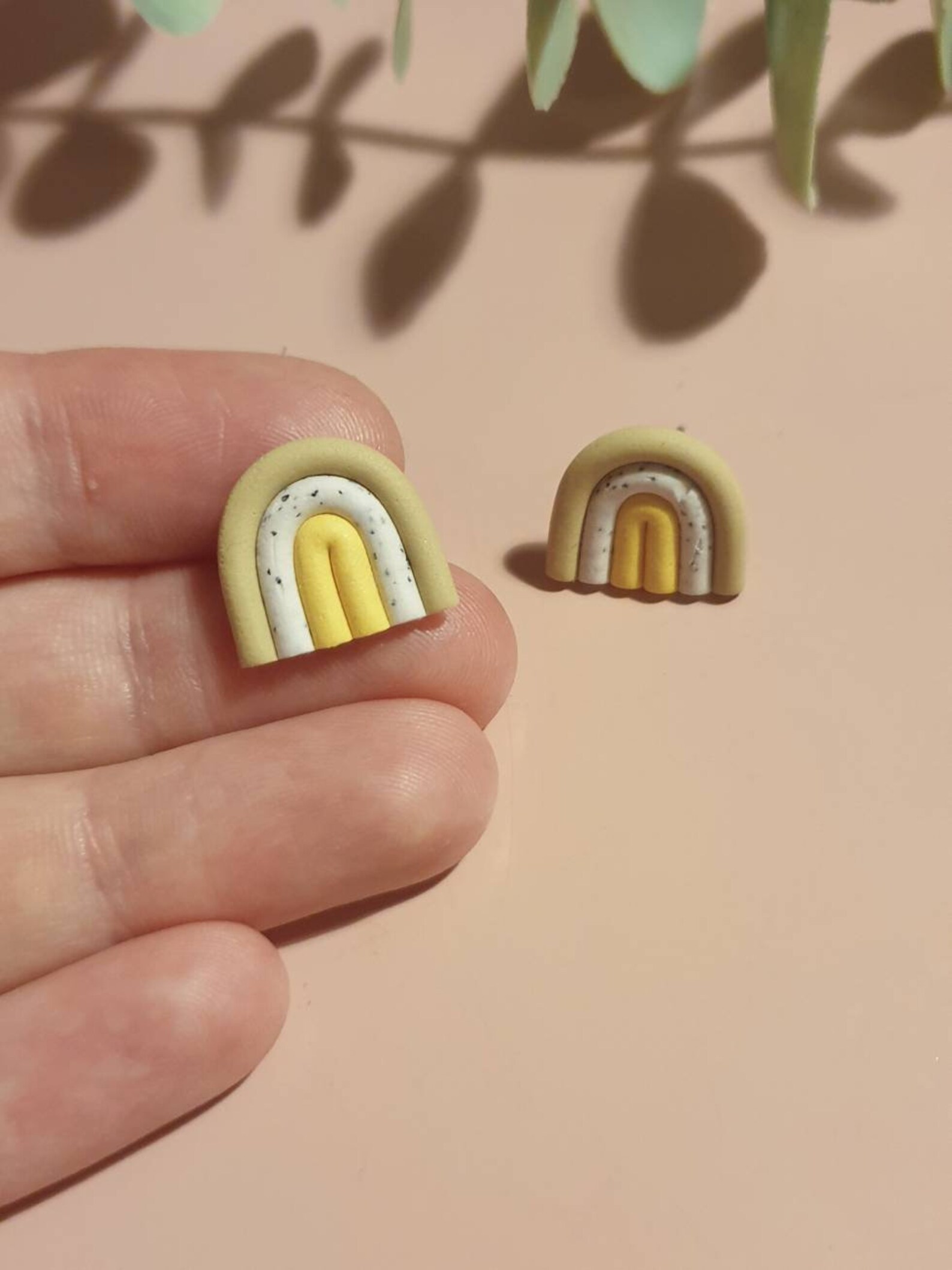 Small rainbow stud earrings handmade polymer clay earrings Etsy