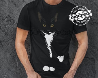 Tuxedo Cat T-Shirt Men's Black and White Cat Shirt Cat Fathers Day Cats with Socks Cat Dad Shirt Hidden Cat Tee Black and White Cat Gift