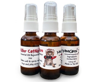 Organic Catnip Spray Killer Catnip Spray Organic Catnip Oil Natural Catnip Spray for Cat Toys Scratching Posts Bloody Knife Catnip Toy