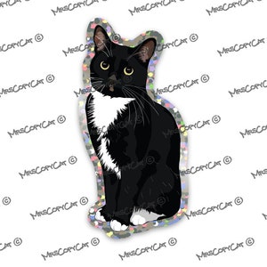 Tuxedo Cat Sticker Holographic Cat Vinyl Sticker DIE Cut Cat Sticker Tuxedo Cat Lovers Cat Mom Cat Dad Cool Cat Stuff Cat Laptop Decal