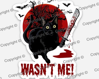 Killer Cat Sticker Cat Vinyl Sticker DIE Cut Cat Sticker Cat What inspired Sticker Cat Machete Sticker Murder Cat Halloween Cat Sticker