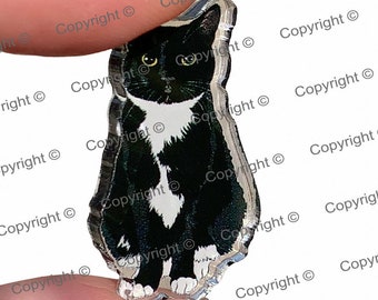 Tuxedo Cat Pin Cat ACRYLIC Pin Cat Pin Tuxedo Cat Lovers Cat Mom Cat Dad Cool Cat Stuff Tuxedo shaped Pin Tuxedo Brooch Cat Pinback Button