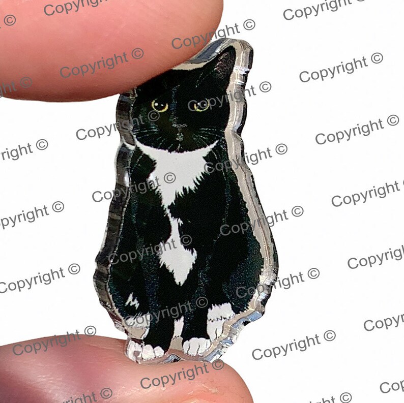 Tuxedo Cat Pin Cat ACRYLIQUE Pin Cat Pin Tuxedo Cat Lovers Cat Mom Cat Dad Cool Cat Stuff Tuxedo en forme de Pin Tuxedo Broche Chat Pinback Button image 1