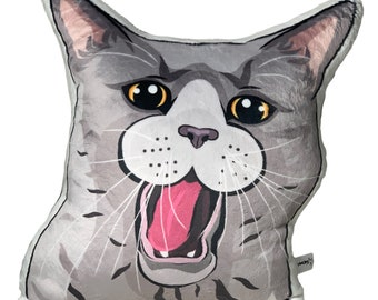 Funny Cat Pillow Russian Blue Cat Plushie Cat Shaped Pillow Pet Funny Cat Gift Jawing Cat Gray Cat Pillow British Shorthair Cat Pillow