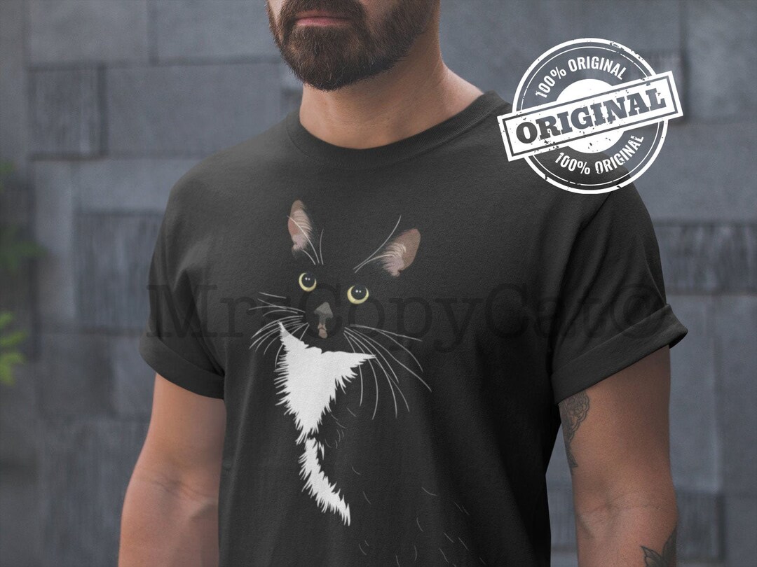 Tuxedo Cat Tshirt Black and White Cat Shirt Men's Cat Tshirt Tuxie