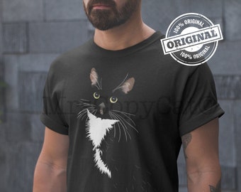 Tuxedo Cat T-Shirt The ORIGINAL Cat Dad Gift Idea Tuxedo Cat Lover Gift Cool Cat Shirt - Screen Printed in the USA - Same Day Shipping