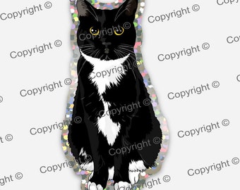 Tuxedo Cat Sticker Cat Vinyl Sticker DIE Cut Cat Sticker Tuxedo Cat Lovers Cat Mom Cat Dad Cool Cat Stuff Cat Tuxedo Holographic Sticker