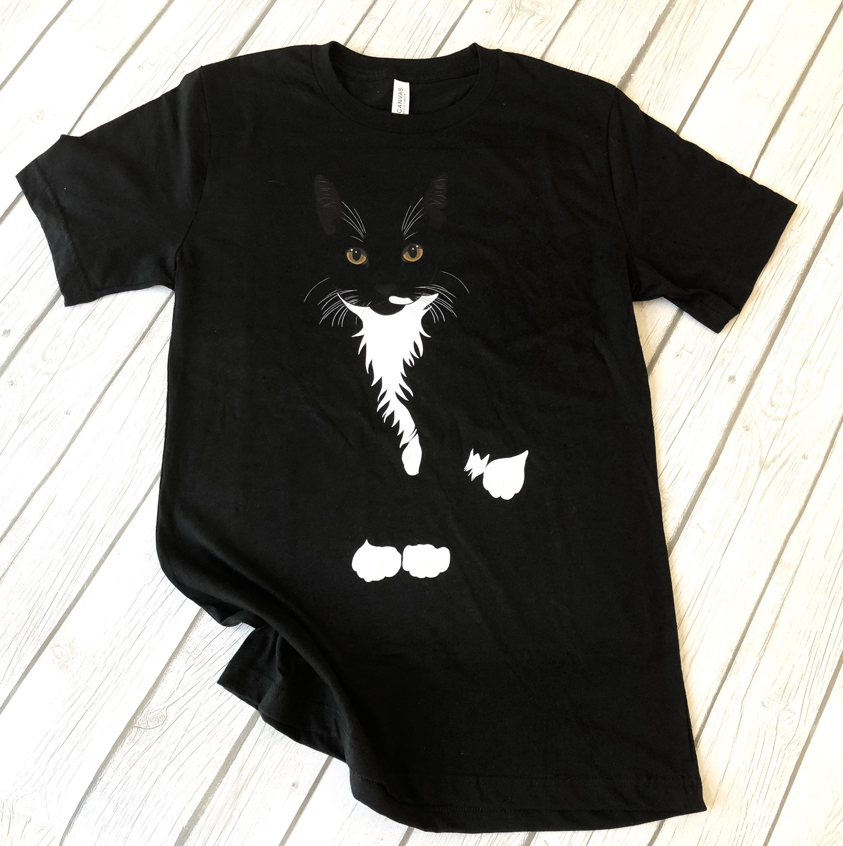 Tuxedo Cat T Shirt
 Tuxedo Cat T Shirt Men s Black and White Cat Shirt Cat
