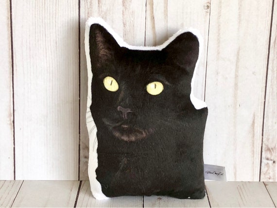 black cat plush pillow