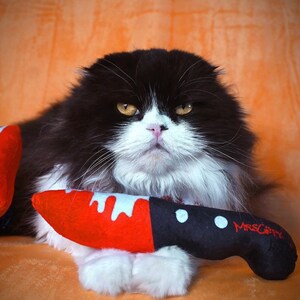 Bloody Knife Catnip Toy The ORIGINAL Bloody Knife Refillable Catnip Toy Halloween Catnip Toy for Killer Cats Washable Catnip Toy No Glue image 7