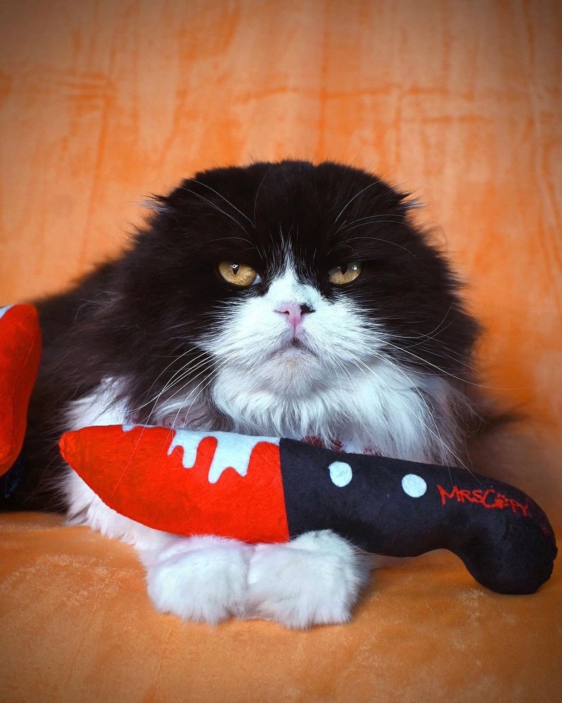 Bloody Knife Catnip Toy The ORIGINAL Bloody Knife Refillable Catnip Toy Halloween Catnip Toy for Killer Cats Washable Catnip Toy No Glue image 7