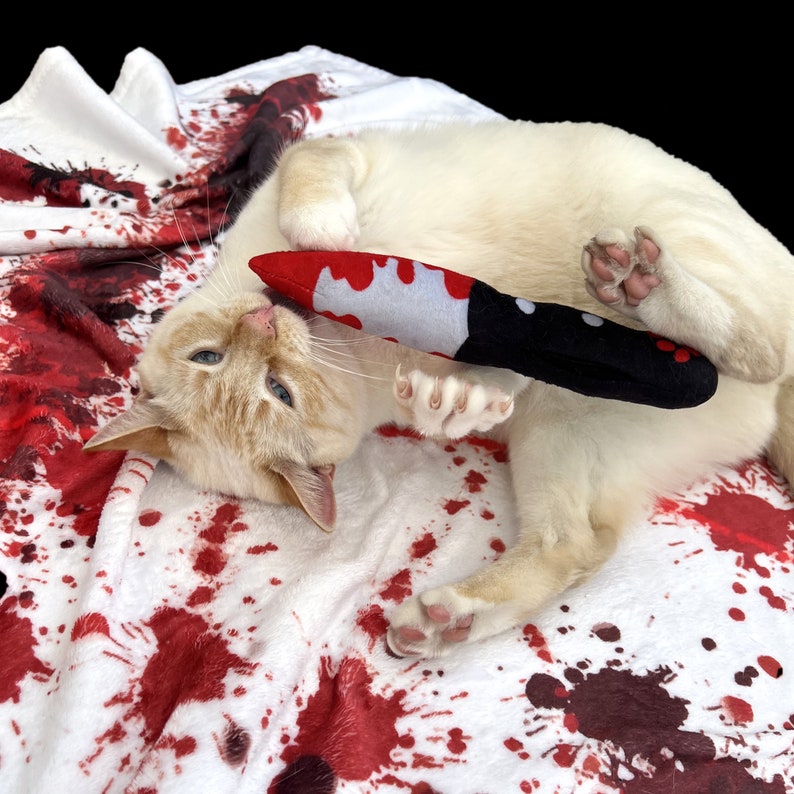 Bloody Knife Catnip Toy The ORIGINAL Bloody Knife Refillable Catnip Toy Halloween Catnip Toy for Killer Cats Washable Catnip Toy No Glue image 10