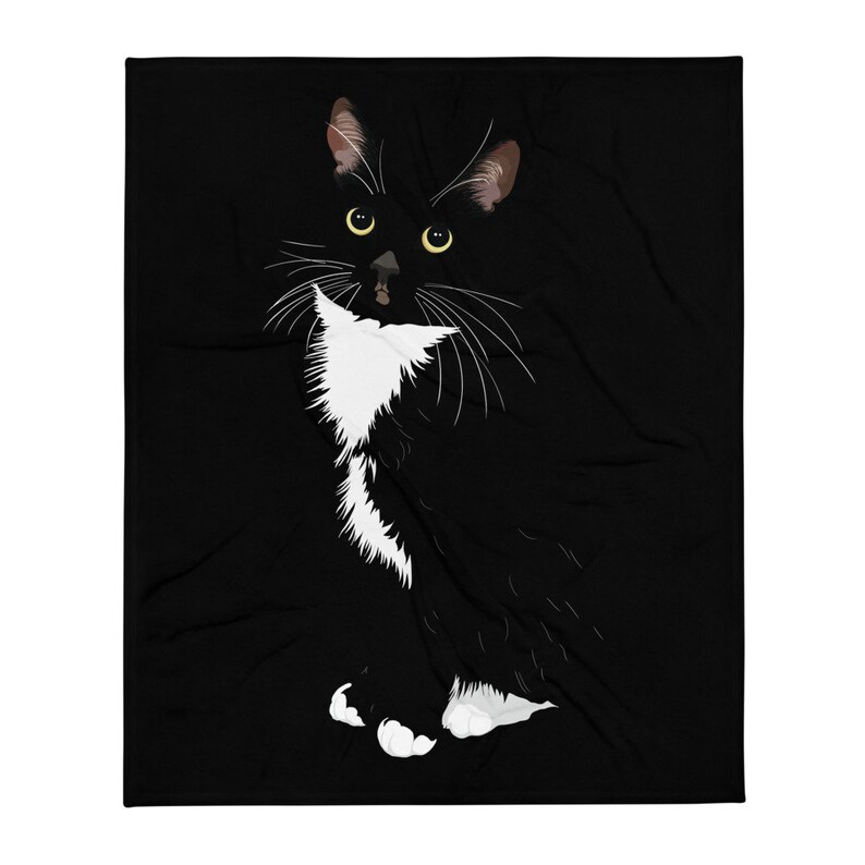 Tuxedo Cat Blanket Cat Throw Blanket Black Cat Minky Blanket Etsy