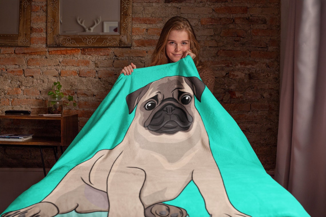 Pug Throw Blanket Pug Puppy Throw Dog Minky Blanket Pug Lover Etsy