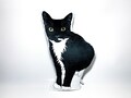 Tuxedo Cat Plushie Cat shaped Plush Pillow Black and White Cat Cat Lover Gift Cool Cat Stuff for Kids Cat Animal Pillow Half Mustache