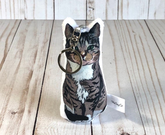Tortie Cat Keychain Gray Tabby Keychain Cat Pillow Keychain Etsy