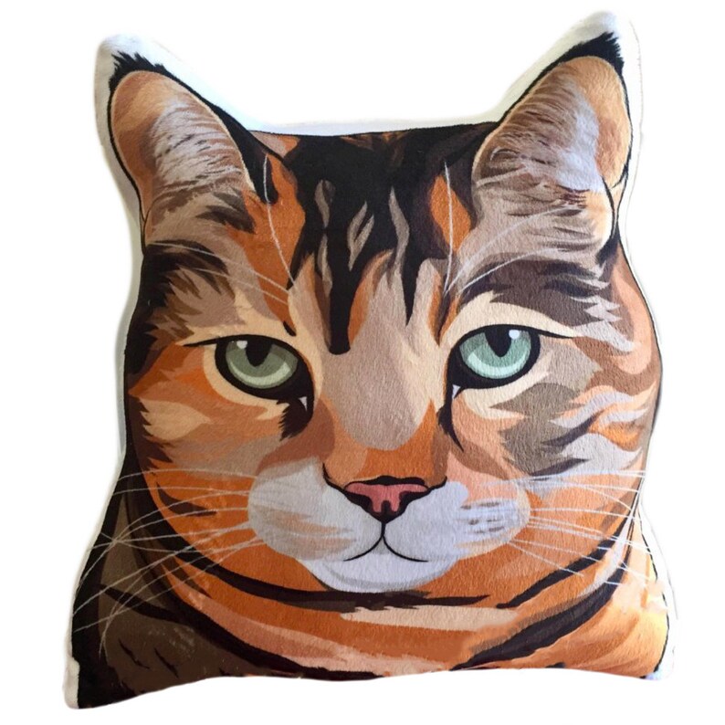 Orange Tabby Cat Pillow Cat Face Pillow Cat Shaped Plush Etsy