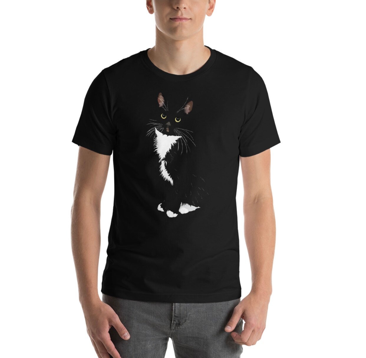 Tuxedo Cat T-Shirt Men's Black and White Cat Shirt Cat | Etsy