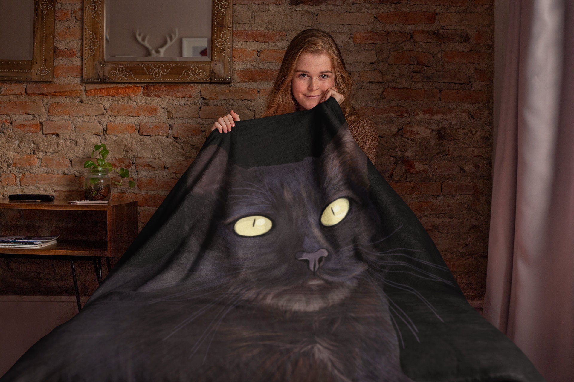 Black Cat Blanket Hidden Black Cat Throw Blanket Cat Minky Etsy