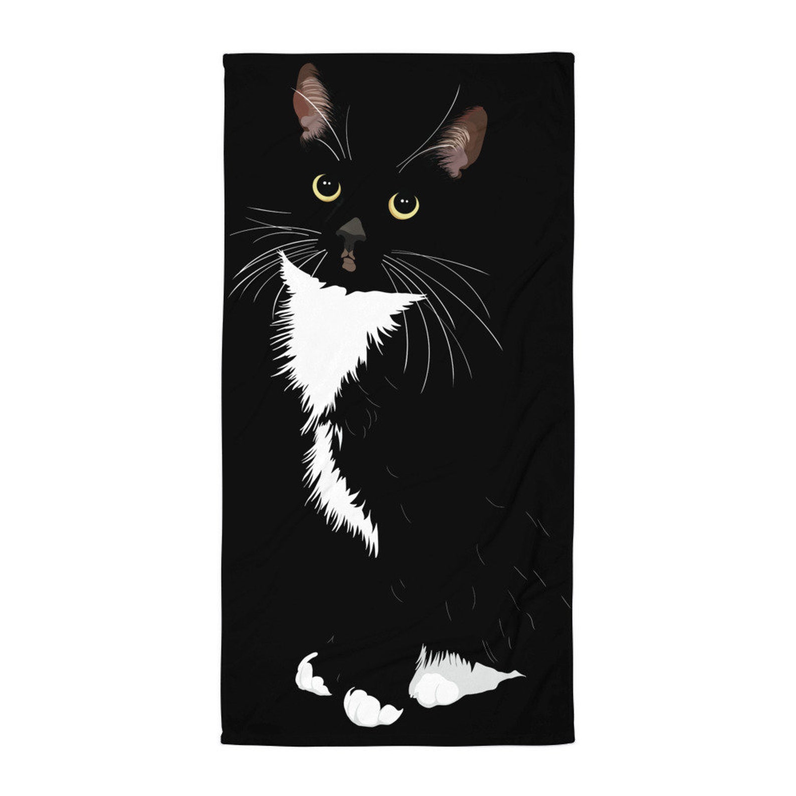 Tuxedo Cat Towel Cat Beach Towel Black and White Cat Hidden Etsy