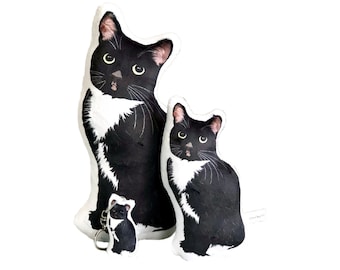 Tuxedo Cat Pillow Cat Shaped Plush 