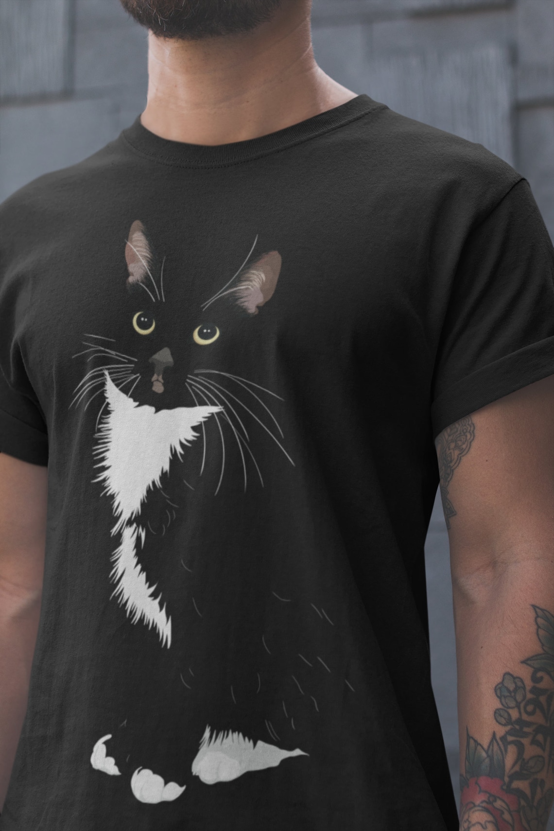 Tuxedo Cat T Shirt
 Tuxedo Cat T Shirt Men s Black and White Cat Shirt Cat