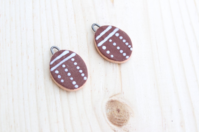 Earthy Earring CharmsEarring PendantsEarthy Earring CharmsBrownWhiteRed ClayOval CharmsCharm SetBohemian Jewelry MakingPolka Dot