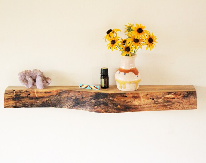 American Elm Live Edge Shelf/natural Edge Shelf/small Floating Shelf