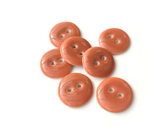 Copper Brown Porcelain Buttons -  Brown Clay Buttons - 11/16" - 7 Pack
