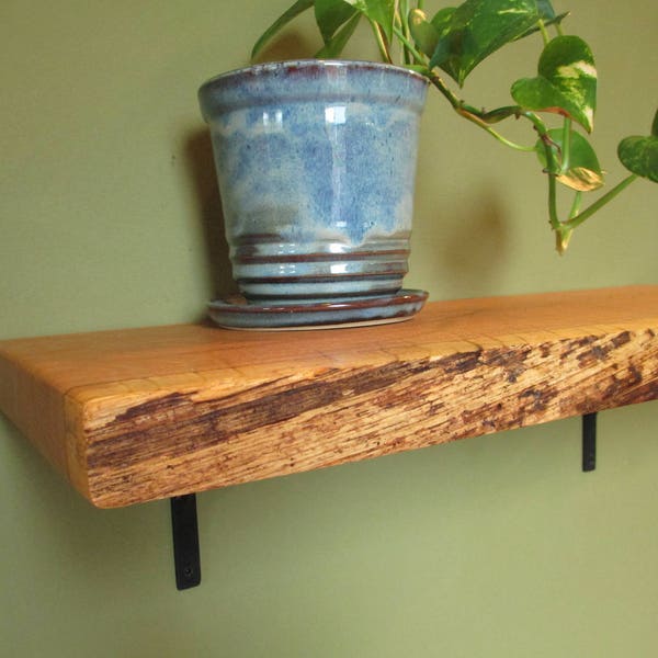 Natural-edge Quarter Sawn Oak shelf/wall mount shelf/live edge shelf/raw edge shelf/hanging shelf/live edge oak shelf/eco rustic oak shelf