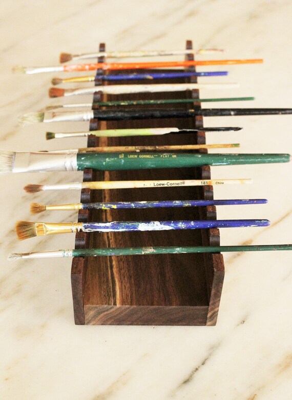 Wooden Paintbrush Holder Caddie Wood