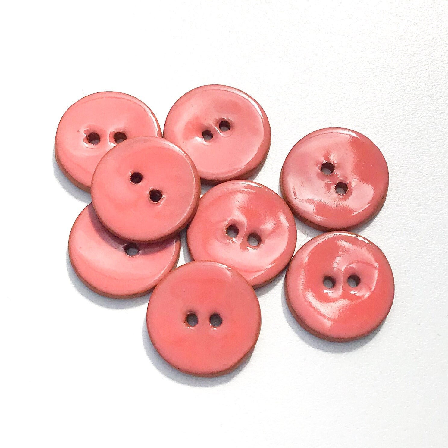 Salmon Pink 11x Pink Buttons Vintage Fish Eye Plastic Retro 11mm 2-Hole 