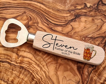 Personalised Wooden Bottle Opener Father Of The Bride Bar Opener, Bottle Bar Opener, Beer Opener, Groomsman Gift, Thank You Best Man Gift