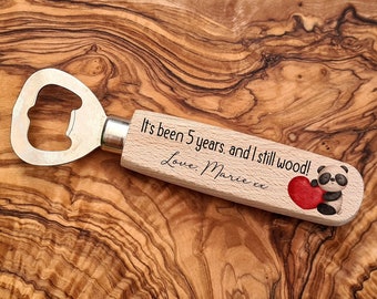 Personalised Wooden Bottle Opener 5 Year Anniversary Gift Bar Opener, Bottle Bar Opener, Beer Opener, Anniversary Gift, Valentines Gift