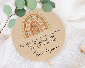 Printed Brand New Don't Touch Plaque, Do Not Touch Baby Sign, Wooden Baby Sign, Please Don't Touch Baby Pram Sign, Pram Plaque