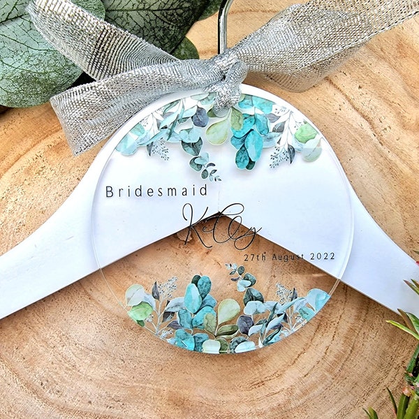 Acryl bedrukte Eucalyptus gepersonaliseerde Hanger Tag, Bruidsmeisje Tag, Hanger Tag, Bruidsmeisje Gift, Hanger Gift, Gepersonaliseerde Bruiloft Tags