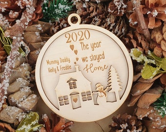 2020 Lockdown Wooden Ornament, Christmas Wooden Bauble, Family Christmas Decor, Christmas Tree Decor, Personalised Ornament, 2020 Memory