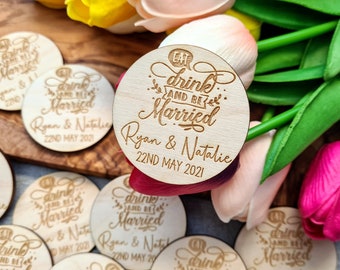 Wooden Wedding Table Decor Discs, Wooden Name Place Plaques, Personalised Small Wedding Favours, Wedding Place Settings, Wedding Favor