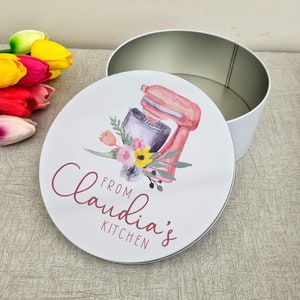 From The Kitchen Of Personalised Cake Tin, Personalised Baking Tin, Watercolor Baking Tin, Baking Gift, Personalised Birthday Gift, Cake