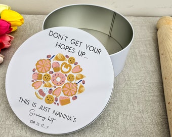 Personalised Funny Nanna Cake Tin, Personalised Baking Tin, British Joke Gift, Nanna Joke Cake Tin, Biscuit Tin, Personalised Biscuit Gift