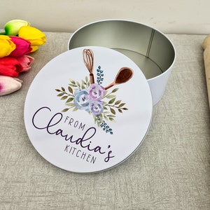 From The Kitchen Of Personalised Cake Tin, Personalised Baking Tin, Watercolor Baking Tin, Baking Gift, Personalised Birthday Gift, Cake