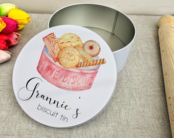 Biscuit Personalised Cake Tin, Personalised Baking Tin, Watercolor Baking Tin, Baking Gift, Personalised Birthday Gift, Cake, Gift For Cake