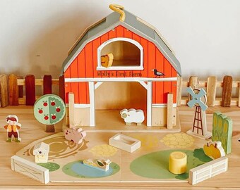 wooden farmyard set