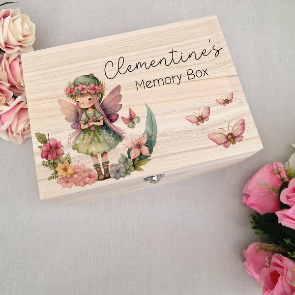 Wooden Personalised Girl Keepsake Memory Box, Birthday Keepsake Box, Children Birthday Keepsake Gift, Christening Gift, Wooden Box