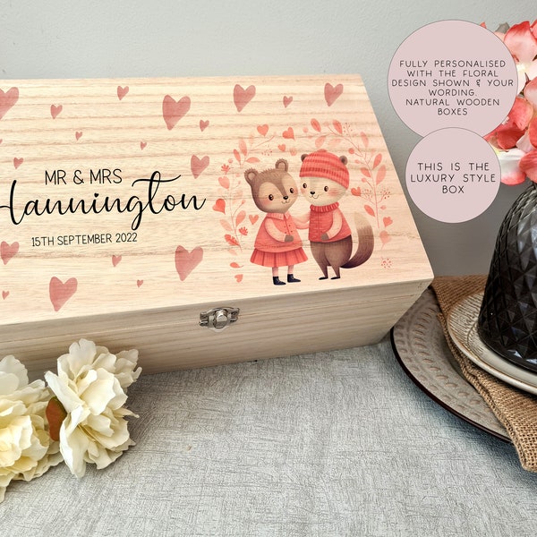 Hölzerne personalisierte Liebe Panda Hochzeit Erinnerungsbox, Hochzeit Andenken Box, Hochzeit Andenken Geschenk, Geschenk für Paar, Hochzeitsgeschenk, Holz Box