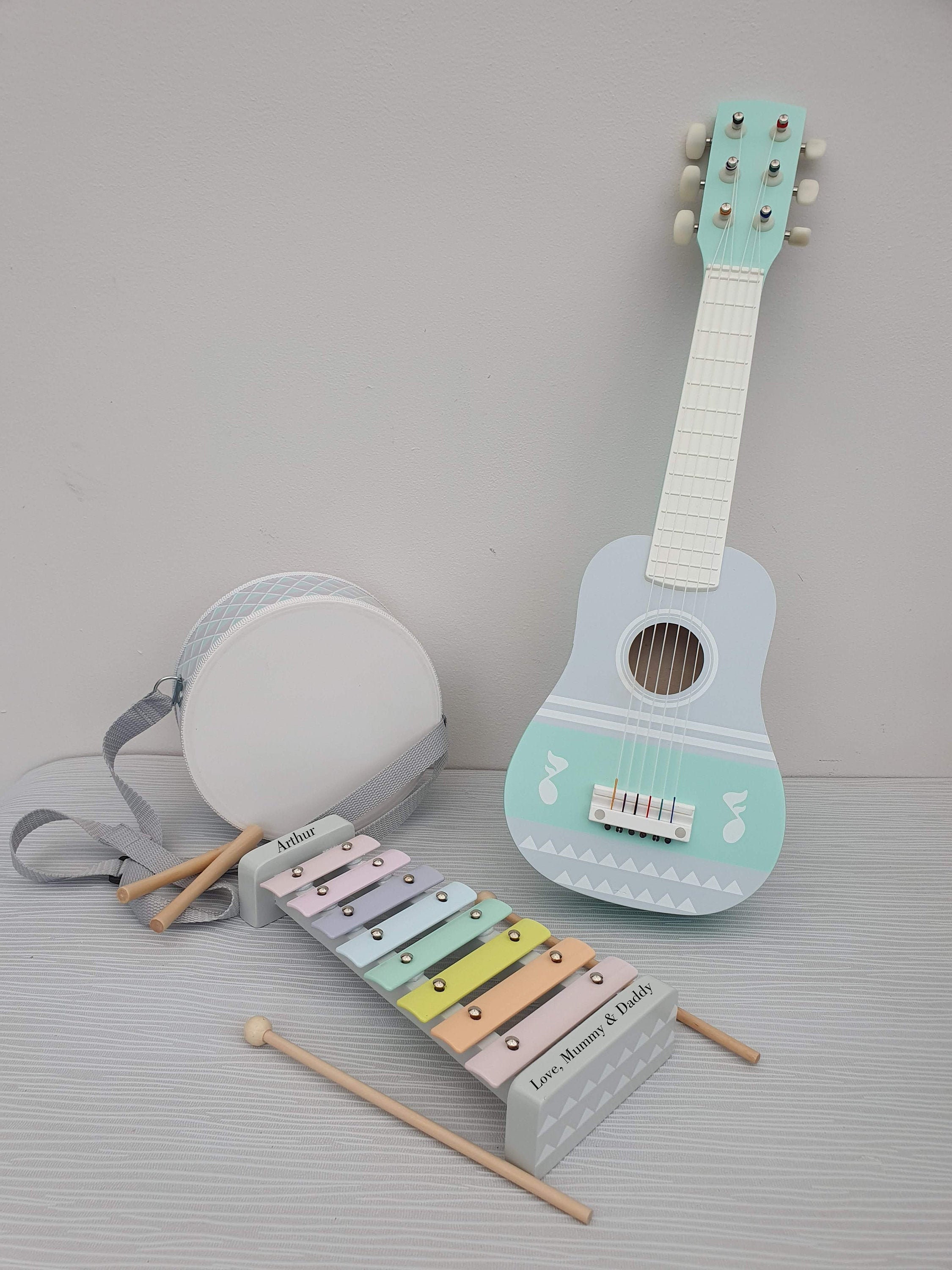 Engraved Personalised Pastel Music Set Personalised Musical Etsy