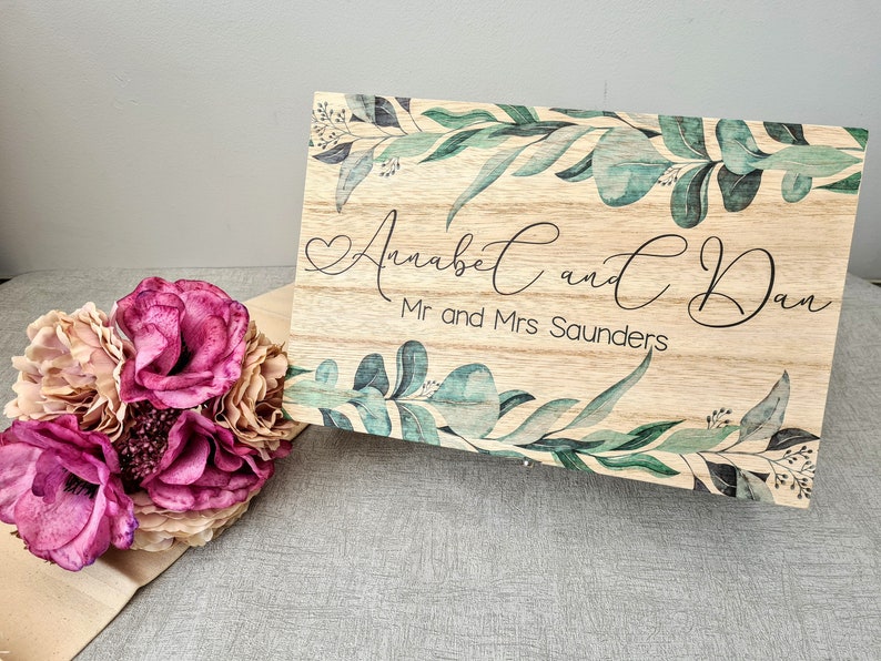 Wooden Personalised Eucalyptus Wedding Memory Box, Wedding Keepsake Box, Wedding Keepsake Gift, Gift For Couple, Wedding Gift, Wood Box image 4