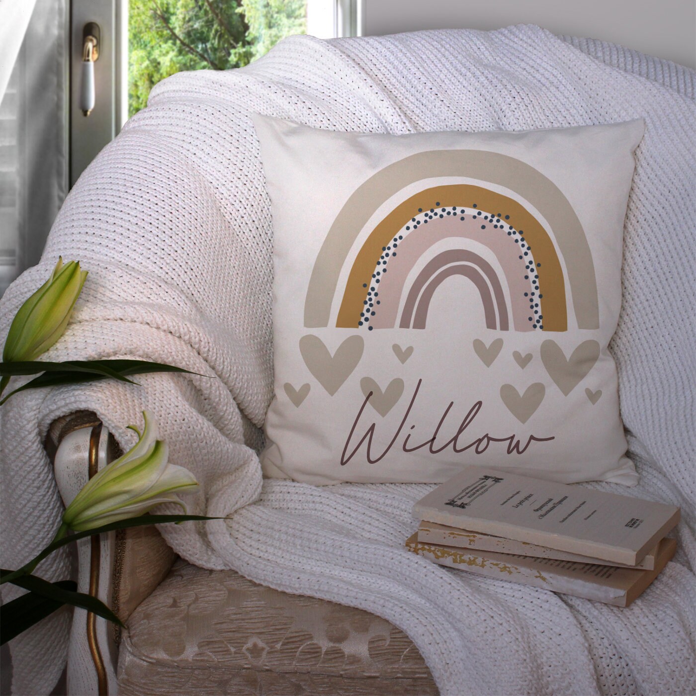 Rainbow Personalised Cushion Cover Pastel Rainbow Cushion Etsy UK