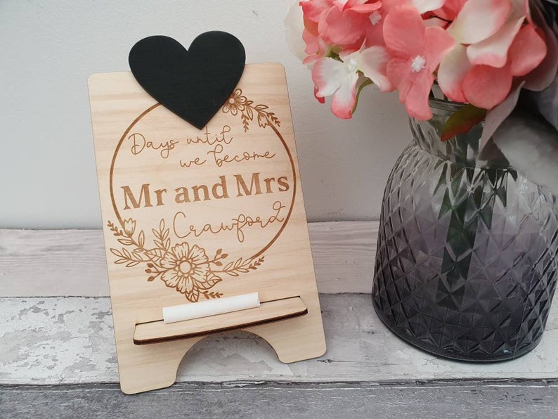 Gegraveerde Krijtbord Countdown Plaque Wedding Countdown image 0